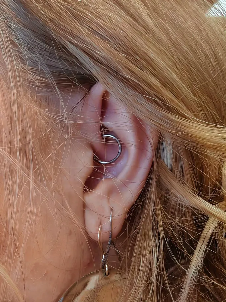 Curated ear — rook and lobe piercings